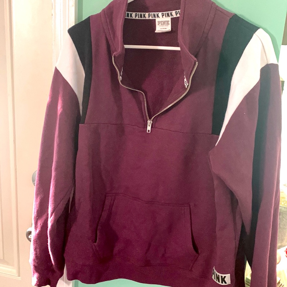 Half zip up PINK sweatshirt .